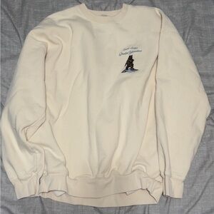 Brandy Melville Cream Crewneck Sweater with Bear Design